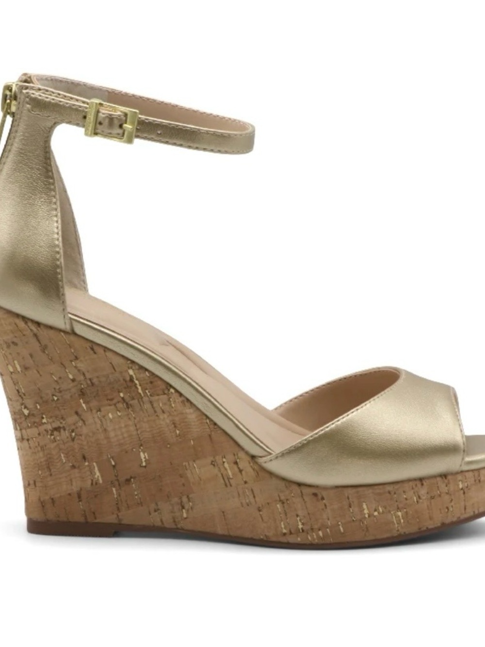 Charles by Charles David Metallic Gold Cork Wedge Sandals